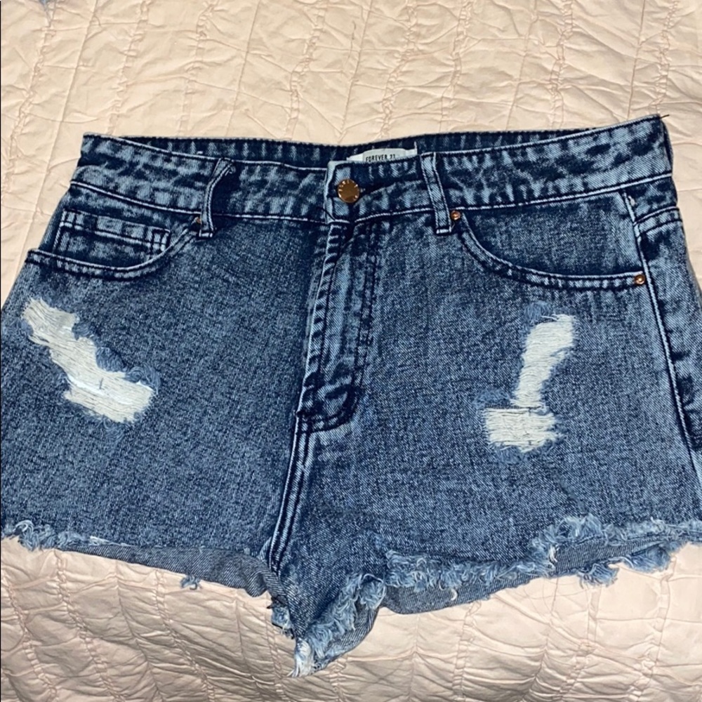Denim high waisted shorts